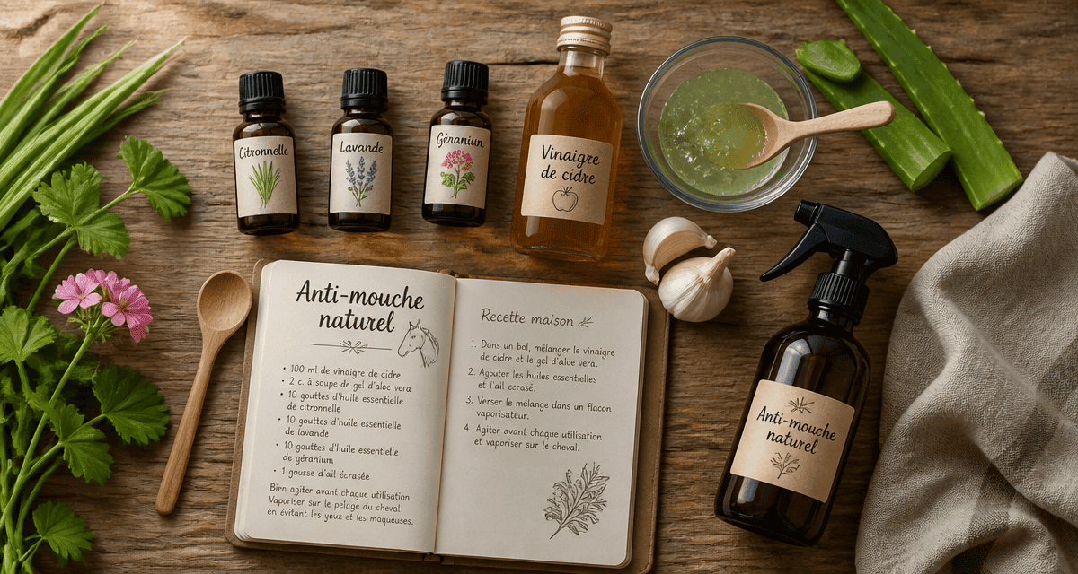 anti mouche cheval maison ingrédients naturels sur table