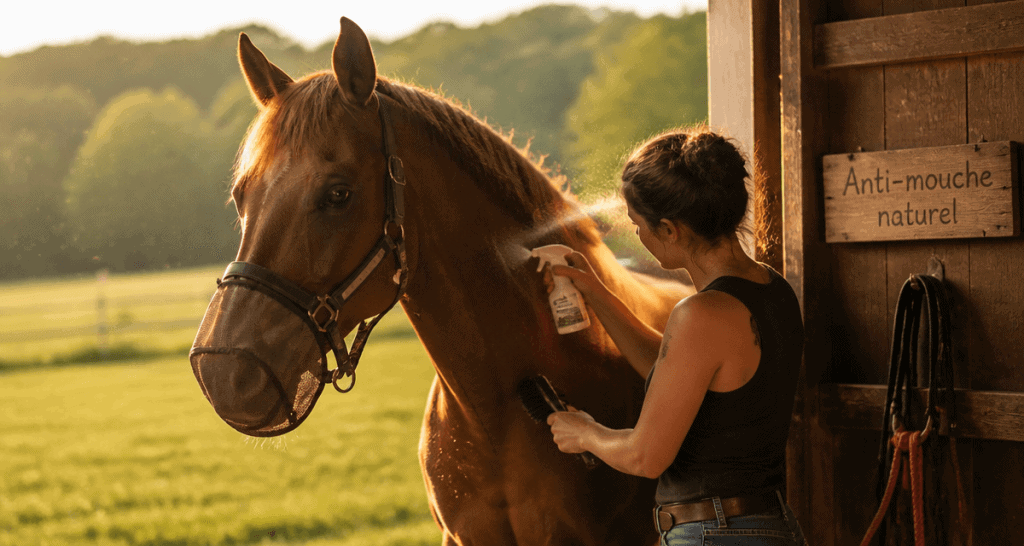 anti mouche cheval naturel application spray