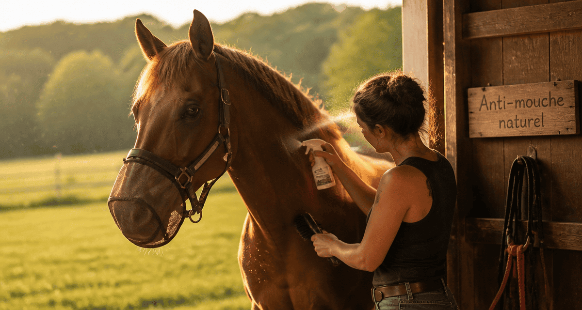 anti mouche cheval naturel application spray