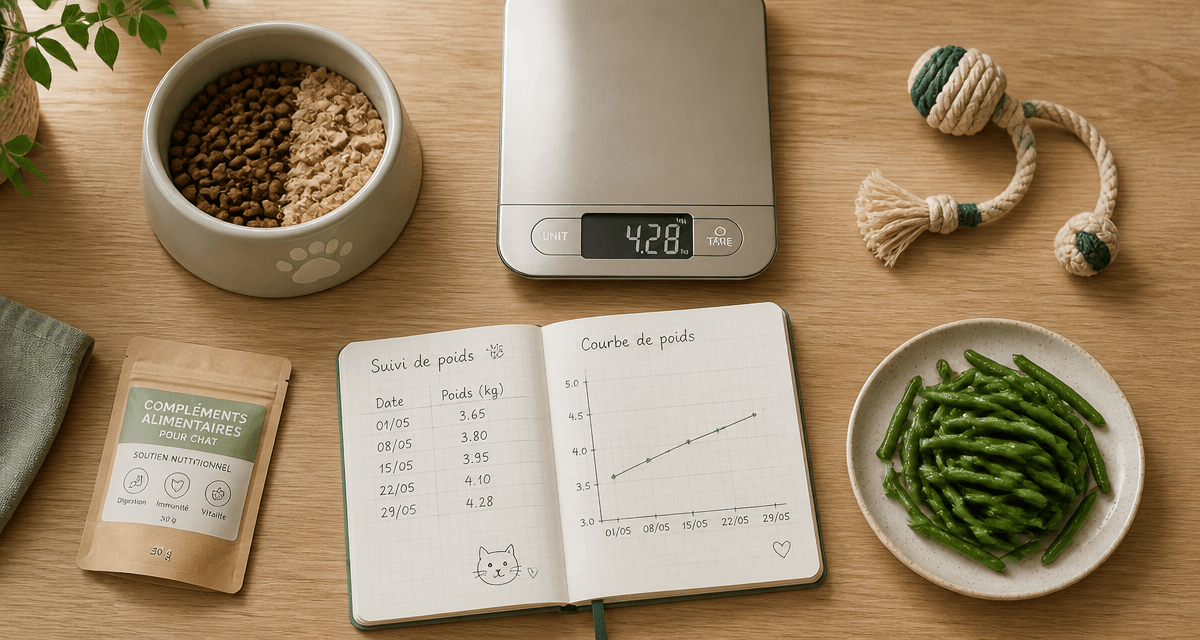 Chat stérilisé alimentation gamelle croquettes balance