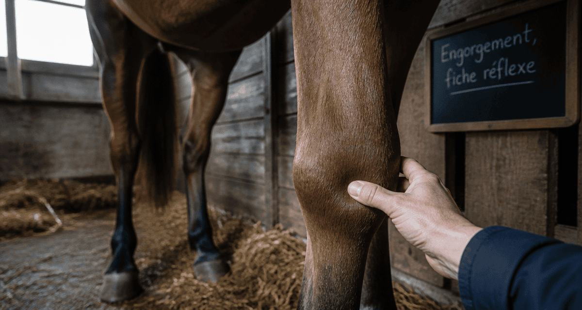 cheval qui engorge palpation membre gonflé