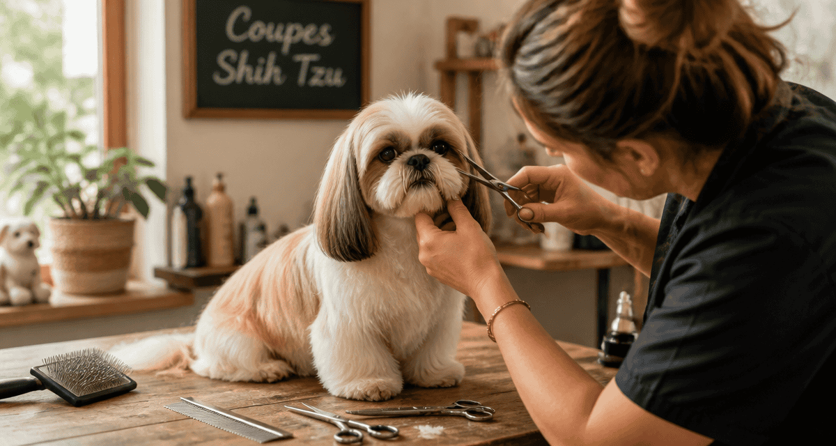 coupe pour shih tzu sur table de toilettage