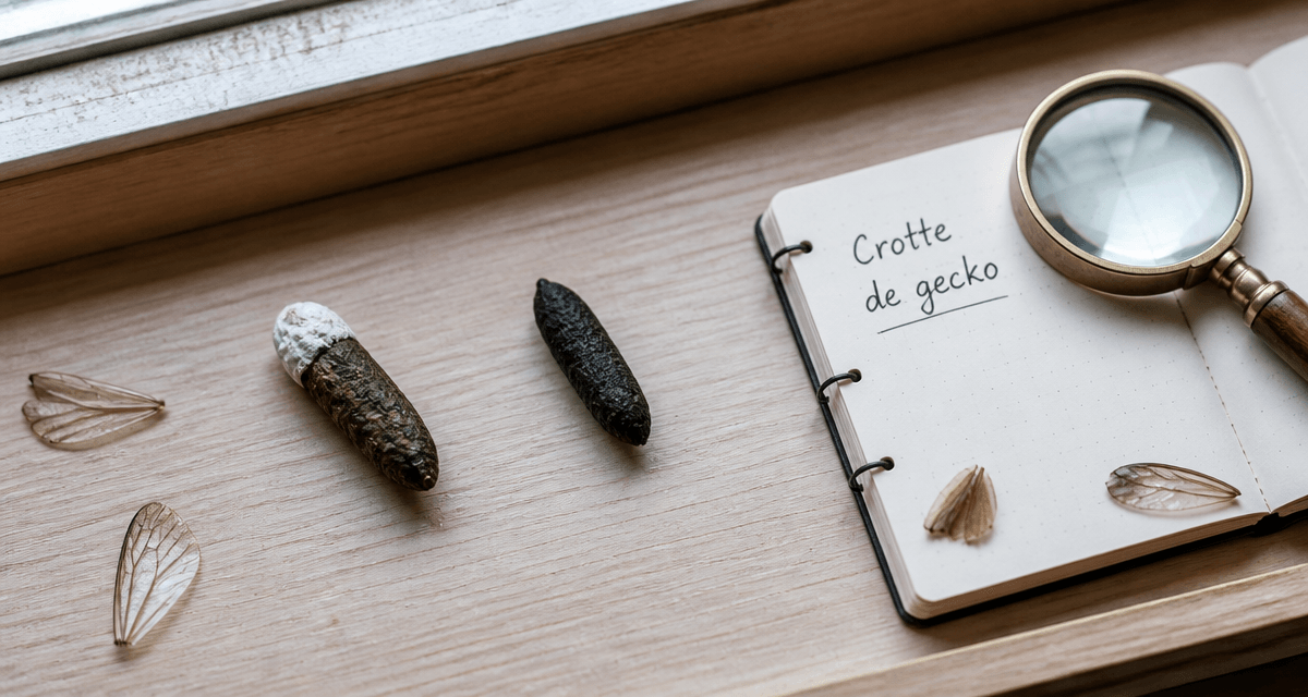 crotte de gecko et souris sur rebord de fenêtre