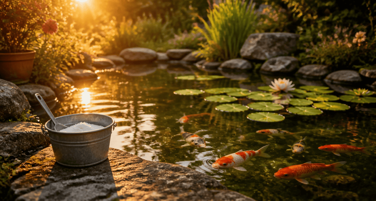 Eau verte bassin poisson bicarbonate de soude