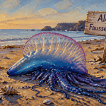 fausse méduse méditerranée échouée sur sable