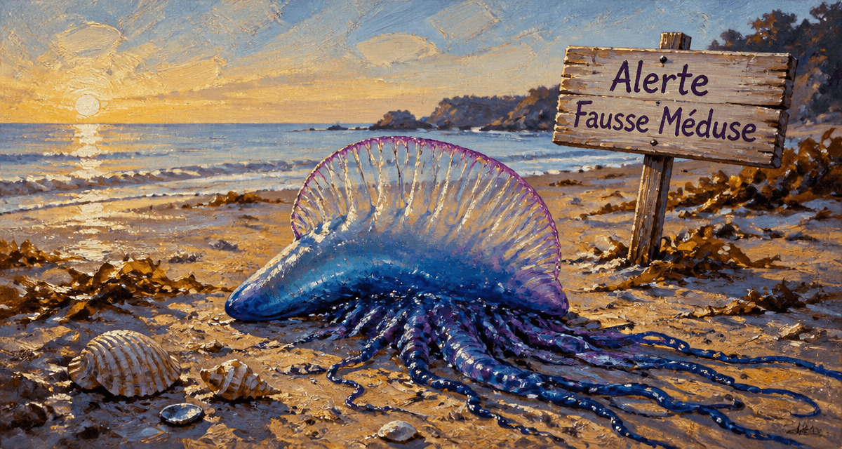 fausse méduse méditerranée échouée sur sable