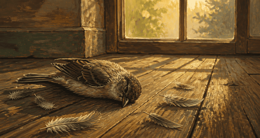 Oiseau mort signification sur parquet ancien
