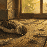 Oiseau mort signification sur parquet ancien