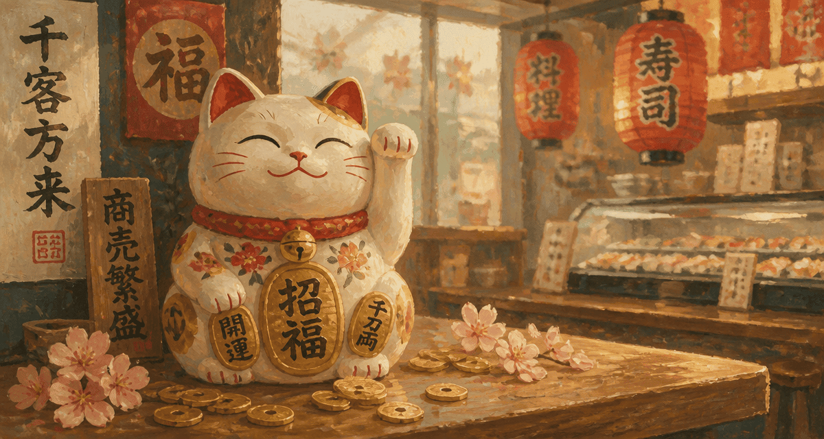 porte bonheur chat maneki neko blanc patte levée