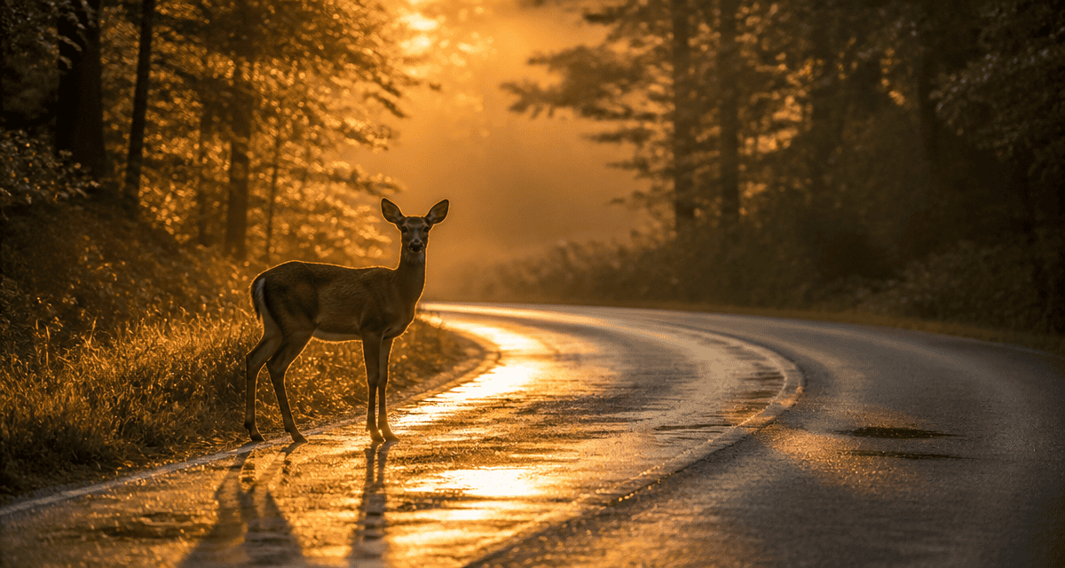 voir une biche sur la route signification au lever du jour