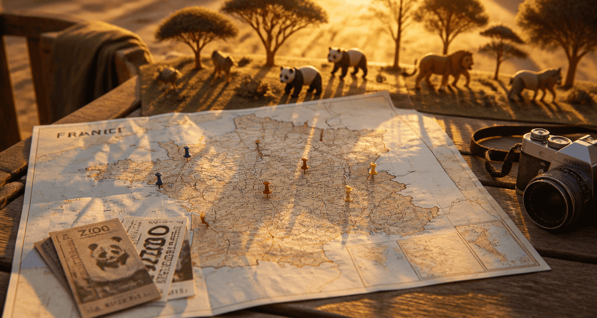 zoo france carte avec punaises et animaux miniature