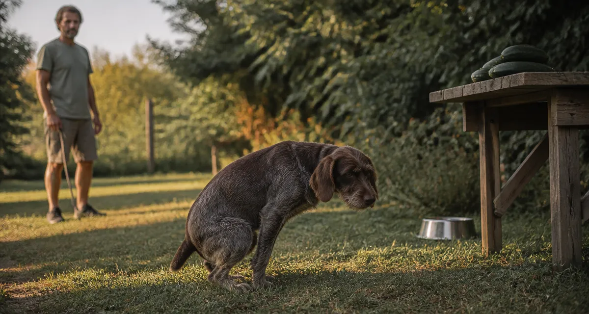 chien constipe quoi faire accroupi jardin