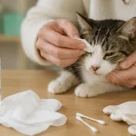Conjonctivite chat traitement sans ordonnance : compresse sérum physiologique sur l’œil