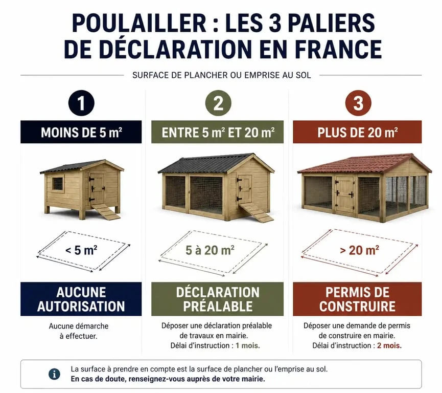 Infographie des seuils de déclaration pour l'installation d'un poulailler en France