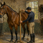 Mesure hauteur cheval au garrot écurie