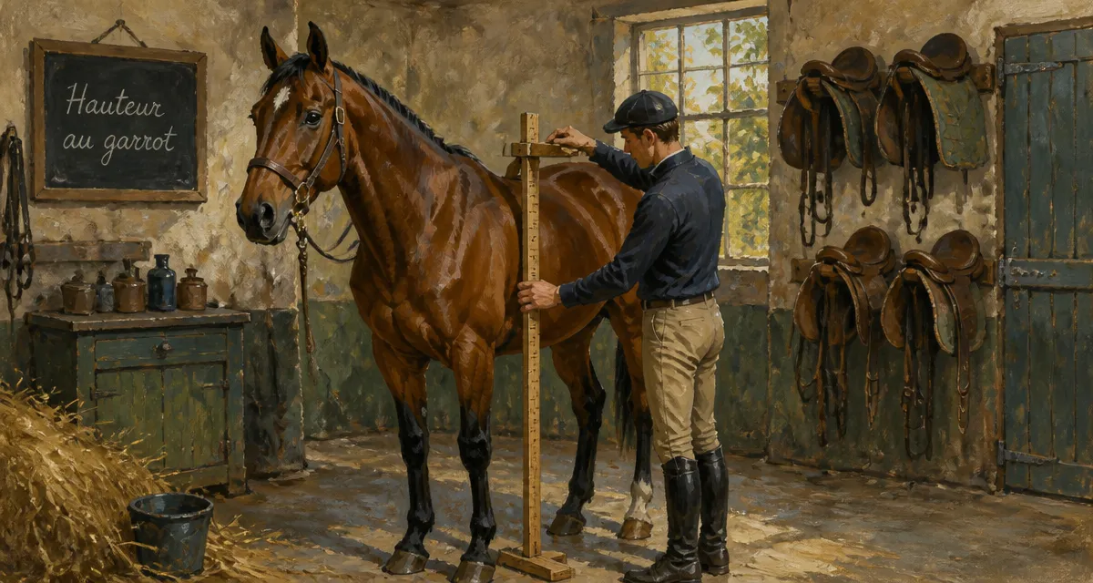 Mesure hauteur cheval au garrot écurie