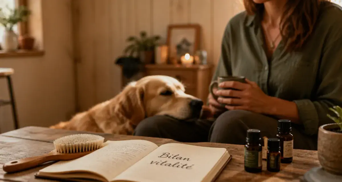 Naturopathe pour animaux : bilan vitalité pour chien senior avec infusion et huiles essentielles