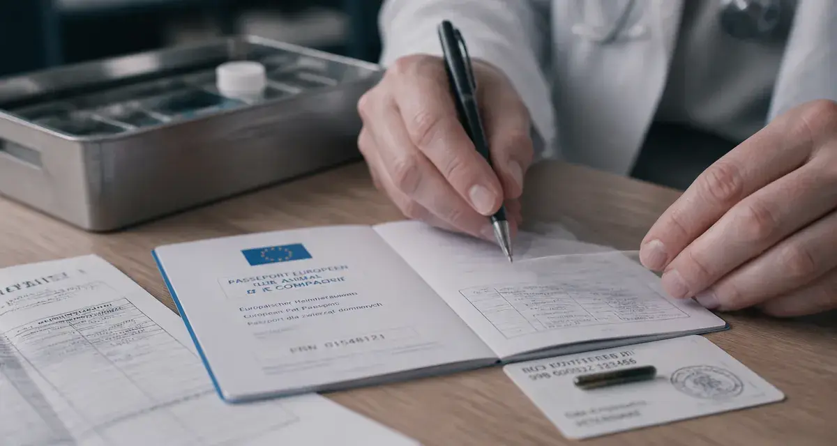 Passeport chien prix, passeport européen ouvert sur table