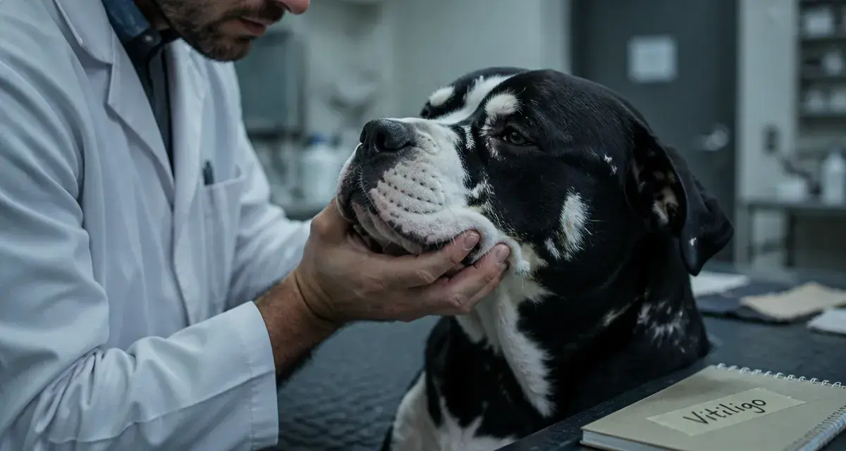 Rottweiler blanc atteint de vitiligo : vétérinaire et peau protégée