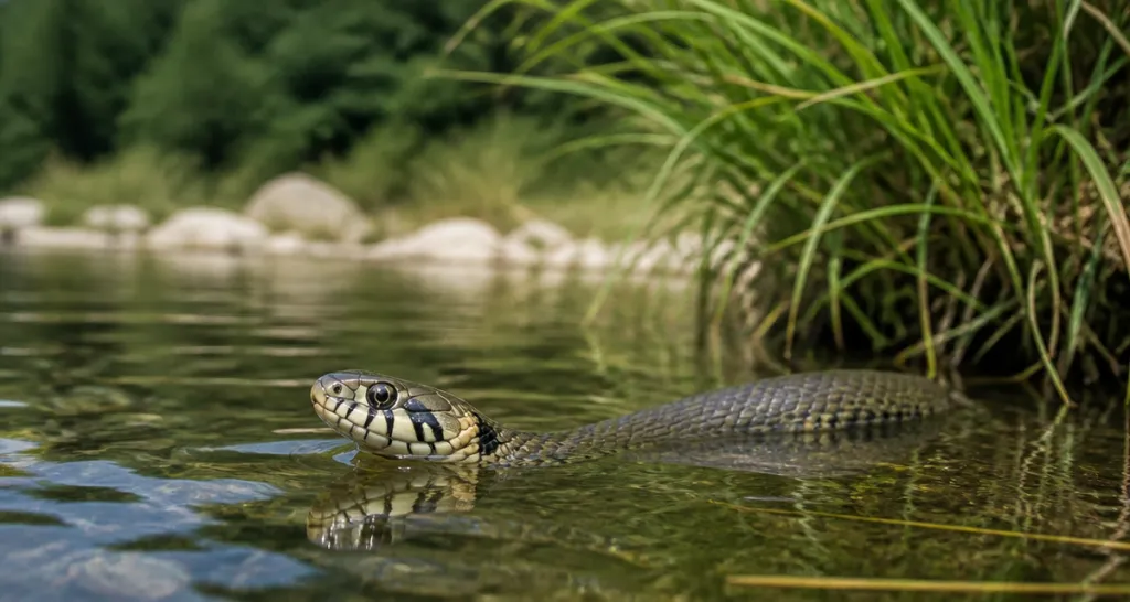 serpent d eau douce gros plan rivière