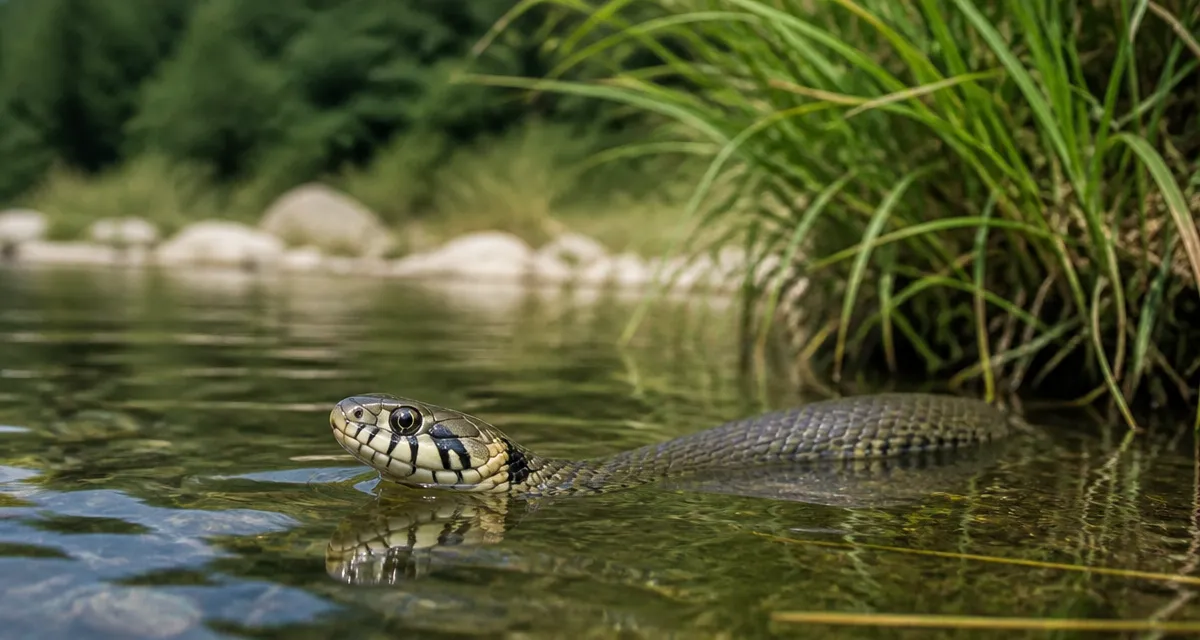 serpent d eau douce gros plan rivière