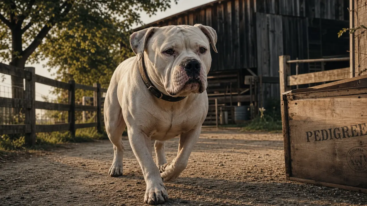 American bulldog Standard sur chemin de terre, repères de race