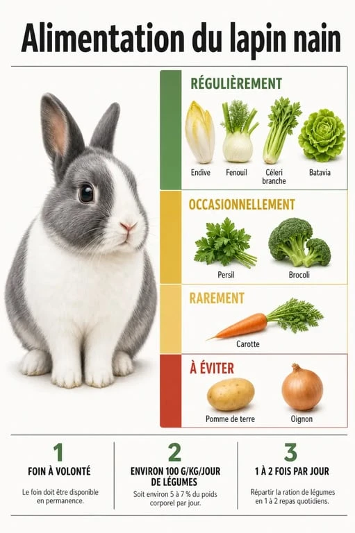 Légume lapin nain : catégories de légumes autorisés, quantités et fréquence
