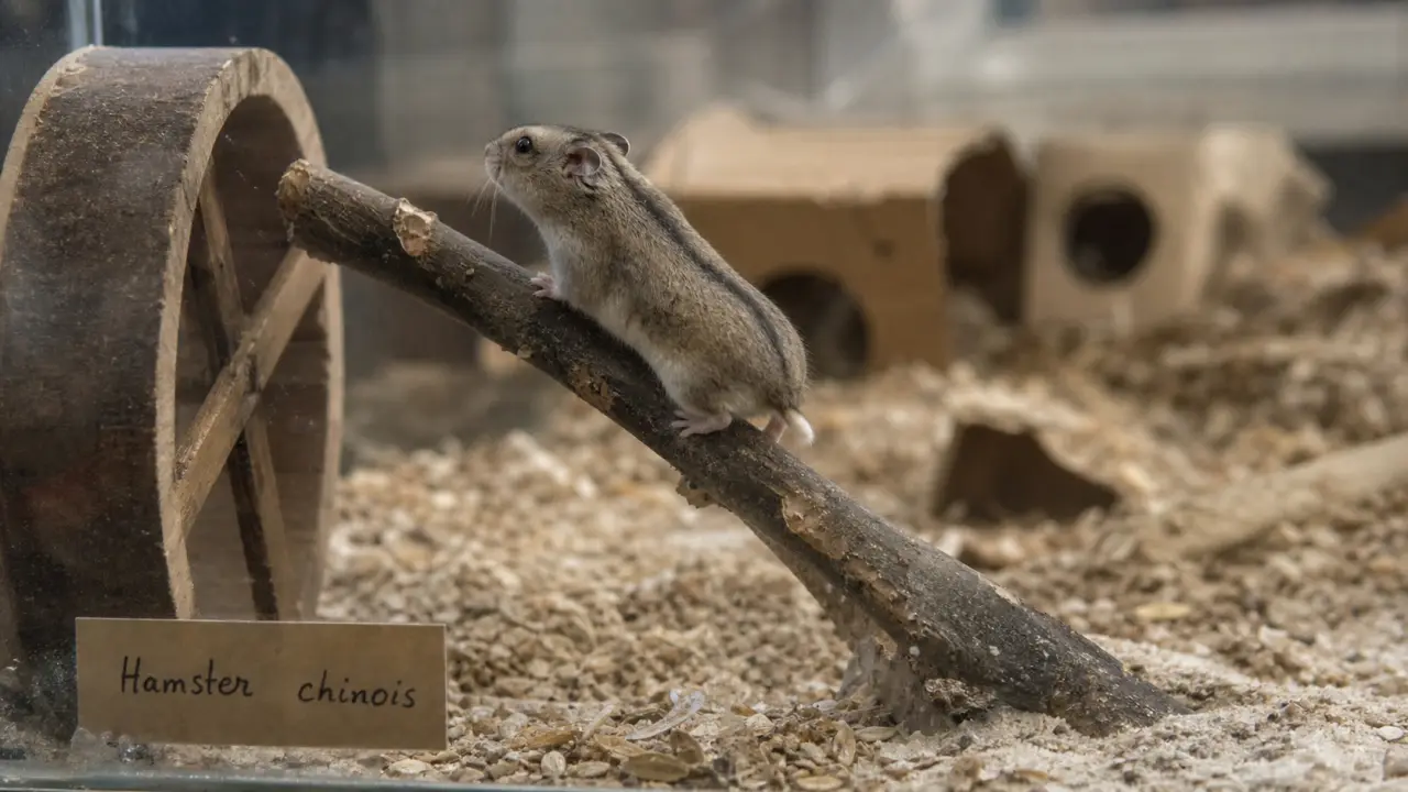 Hamsters chinois dans une cage en verre