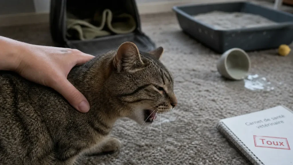 Mon chat tousse : main vétérinaire, toux et posture d’urgence