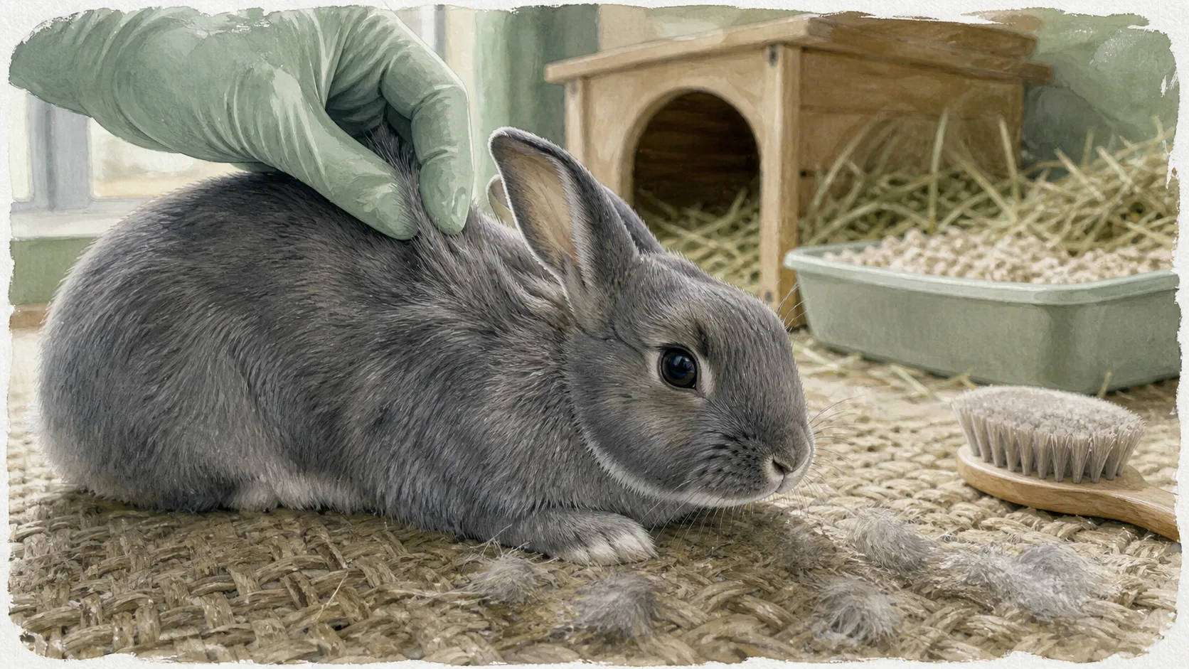 Mon lapin perd ses poils : pelage contrôlé, poils sur tissu