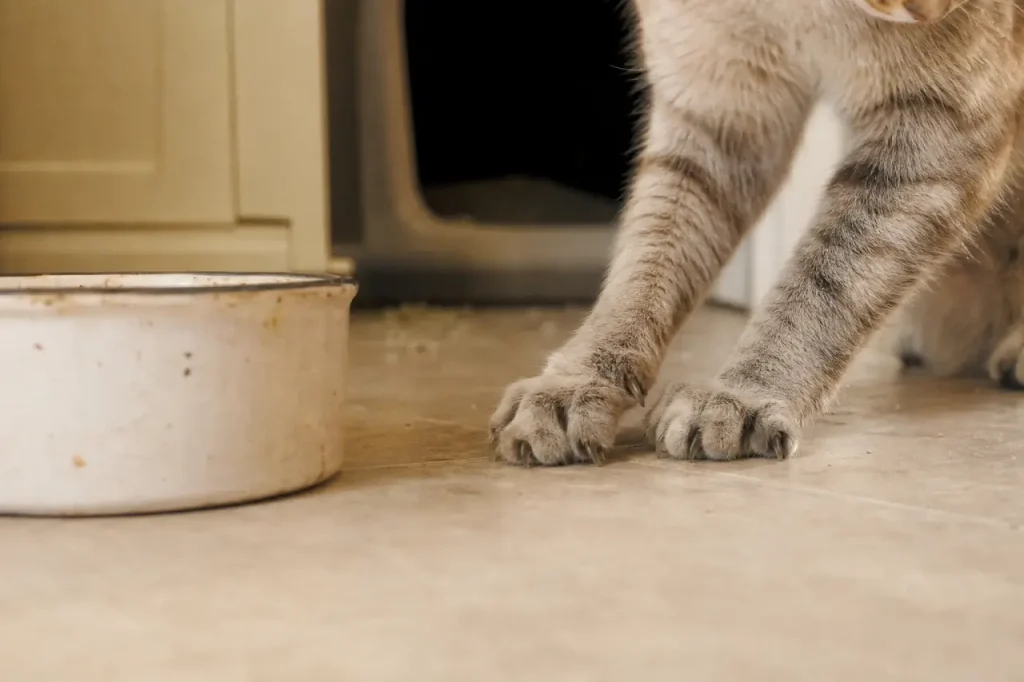 Pourquoi mon chat gratte le sol près de sa gamelle