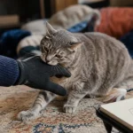 Pourquoi mon chat me mordille : chat mordille doucement la main