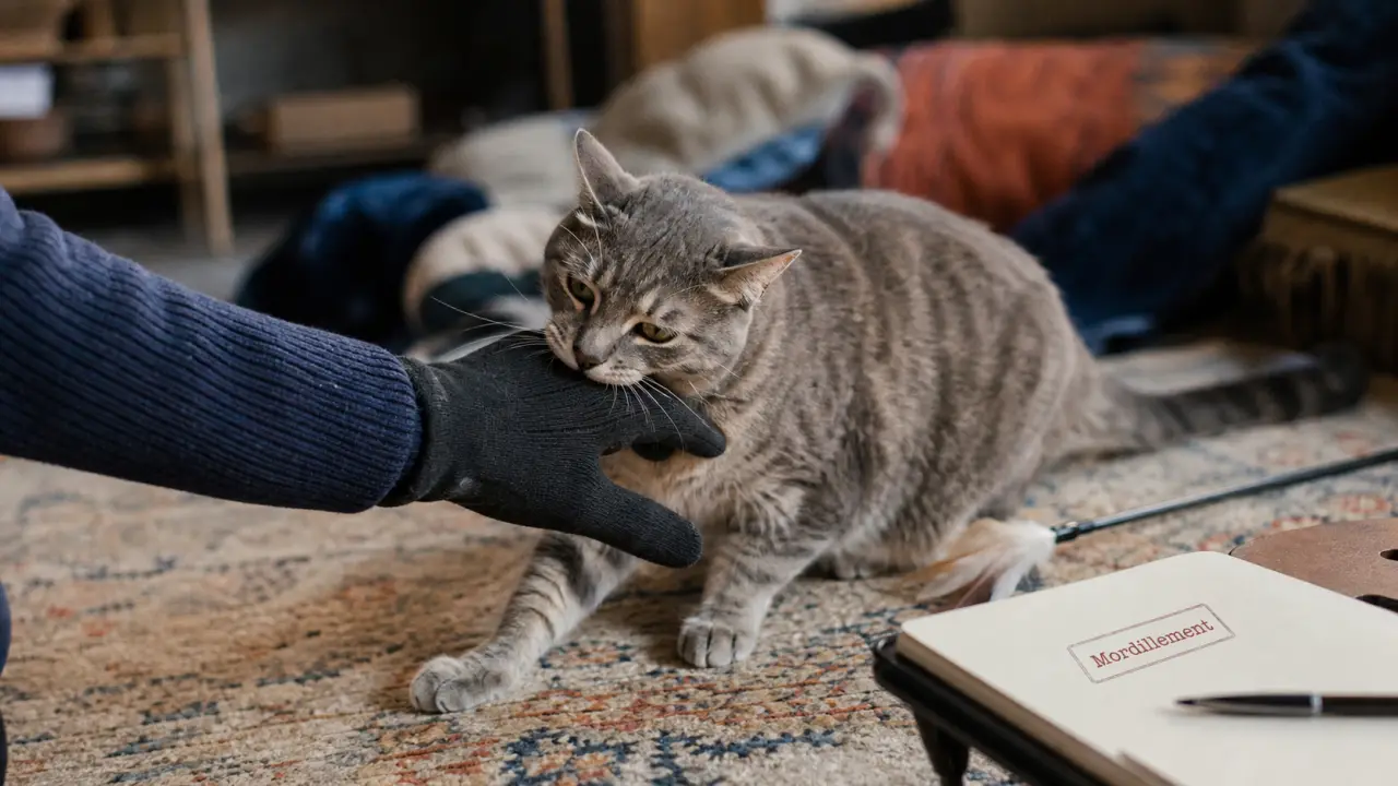 Pourquoi mon chat me mordille : chat mordille doucement la main