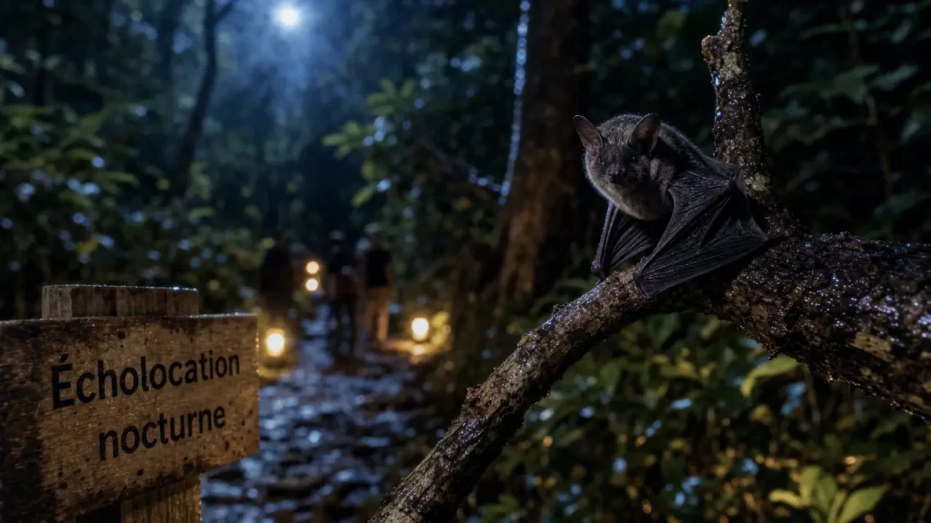 Que mange les chauve souris ? Chauve-souris insectivore en forêt nocturne