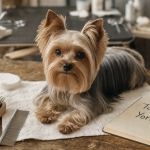 Toilettage pour yorkshire : brosse et peigne sur poil soyeux