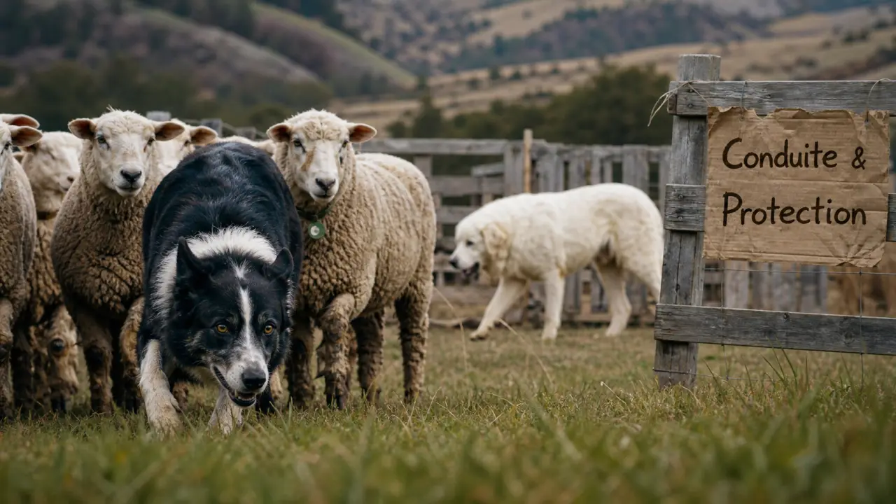 Chien de troupeau race : chien de conduite guide des brebis, chien de protection patrouille