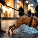 Chien qui tire sur la laisse, demi-tour et harnais bien ajusté