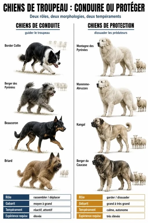 chien de troupeau race : comparaison visuelle des races de conduite et de protection