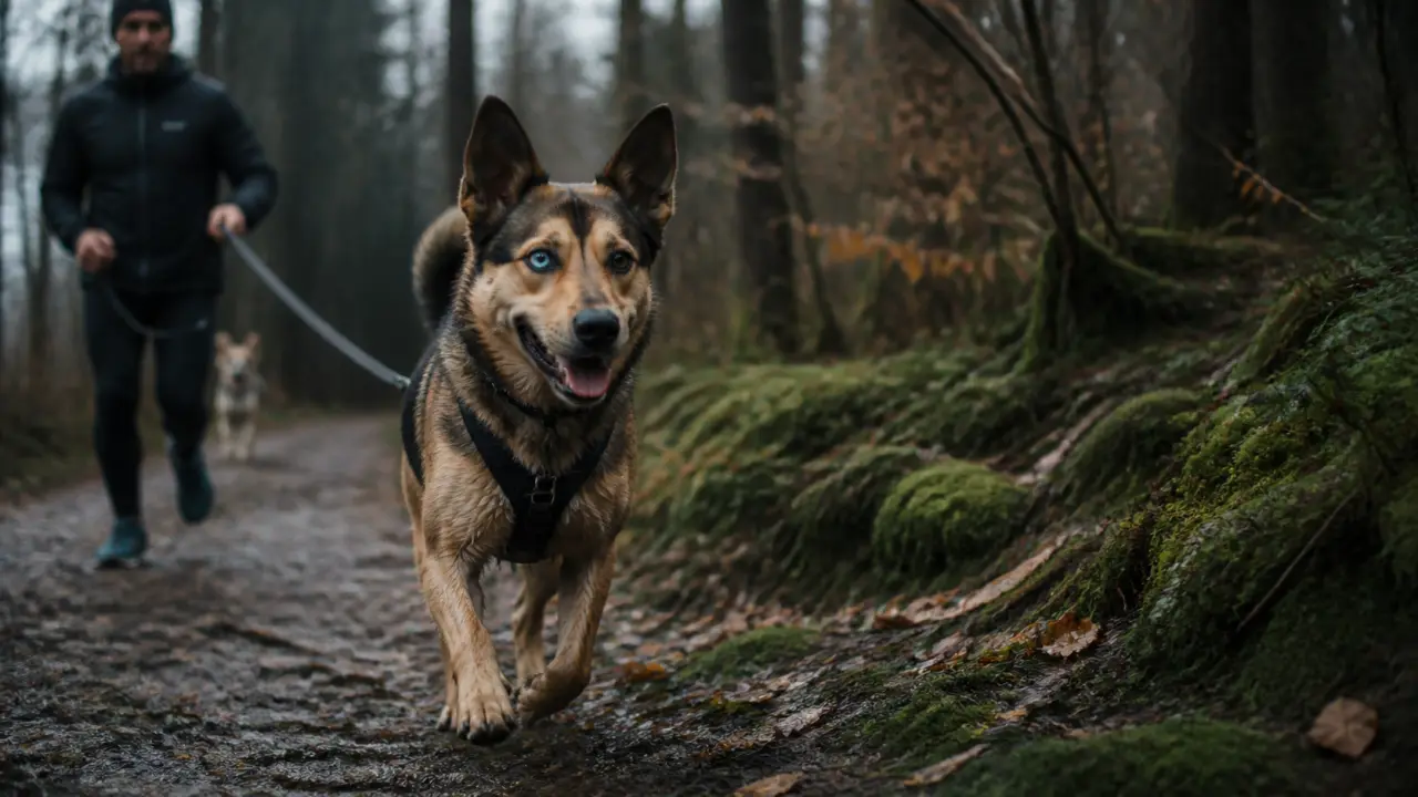 Husky croise malinois au parc, énergie et éducation
