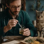Phytothérapie pour chat : vétérinaire avec extrait de plantes, stress et confort urinaire