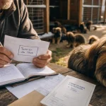 Prix terrier du tibet : chiot et carnet d’éleveur sur table