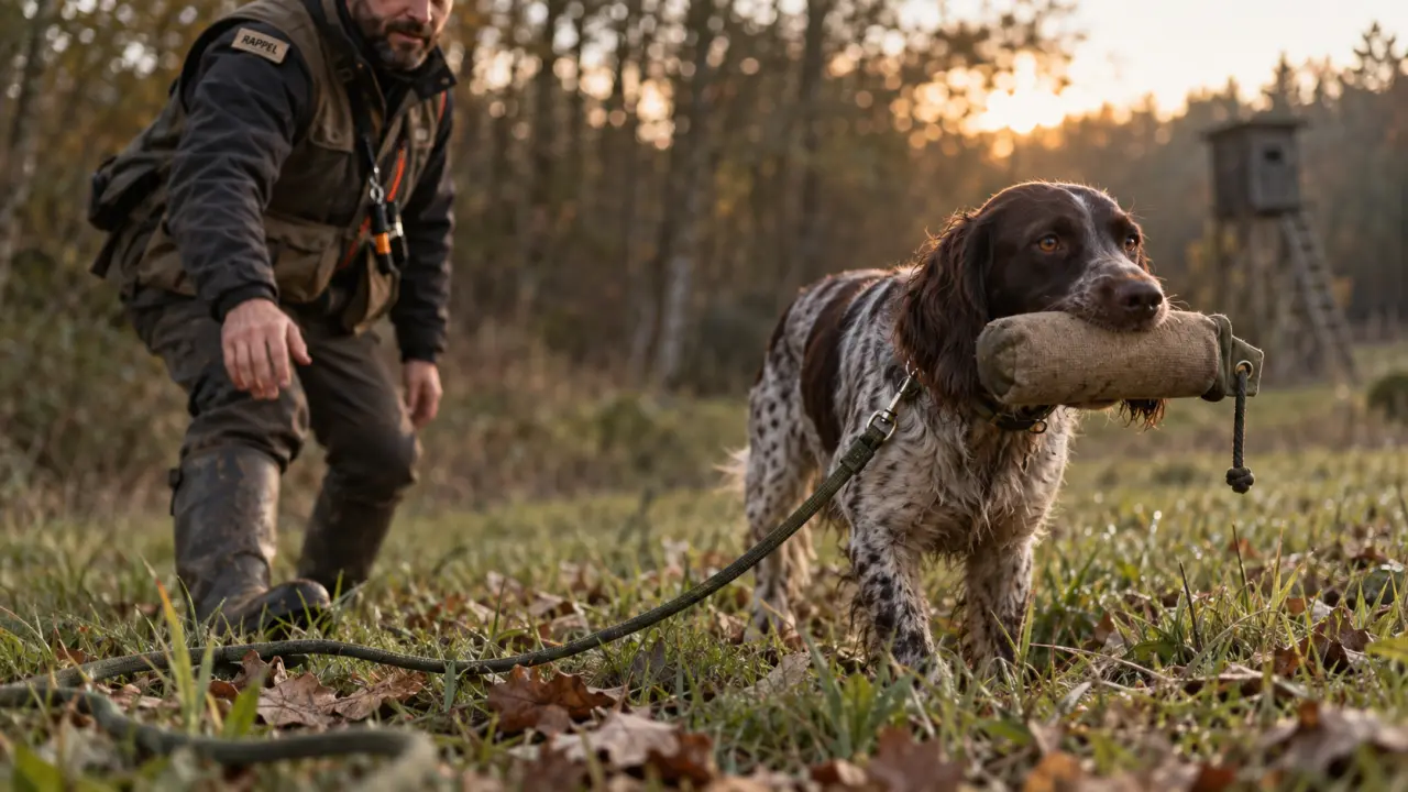 Dressage chiens de chasse : chien sur longe, apportable, rappel