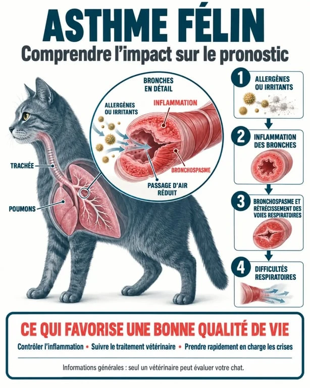 Infographie sur l’asthme chat espérance de vie et le mécanisme des crises respiratoires