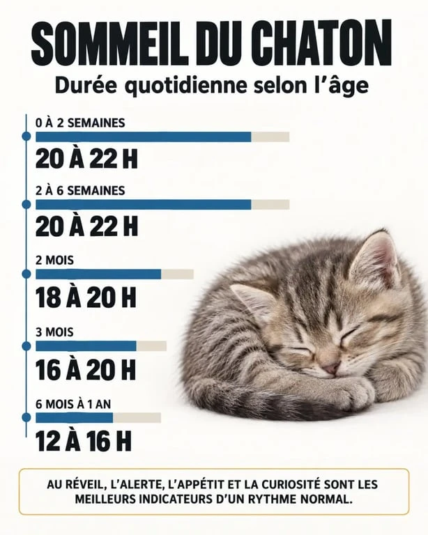 Infographie : combien de temps dort un chaton selon son âge