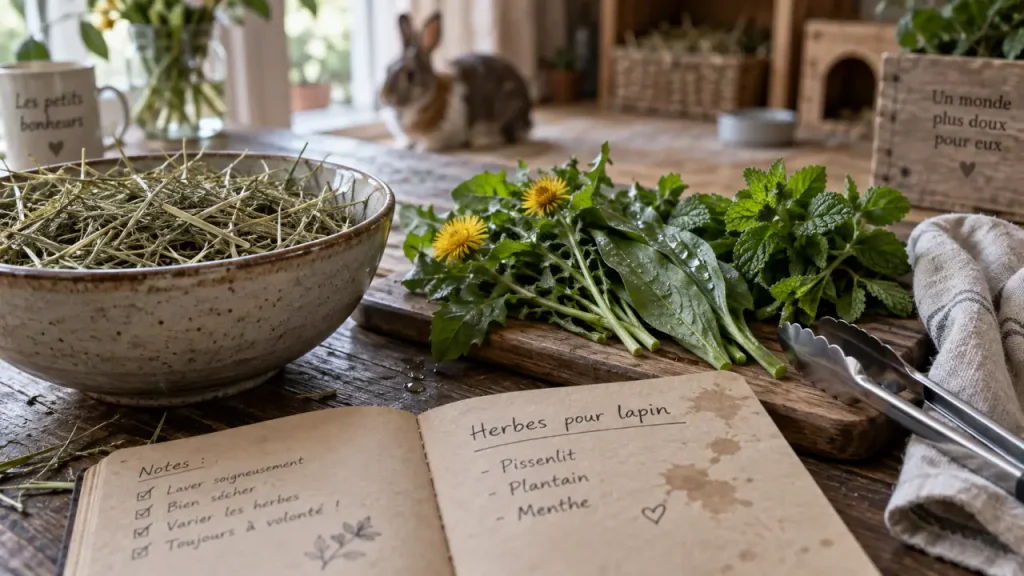 Les herbes pour lapin diversifient les repas, sans remplacer le foin