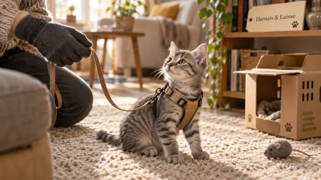 Laisse pour chaton : un harnais bien ajusté sécurise les premières sorties