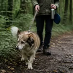 Promenade pour chien autour de moi sur un sentier forestier ombragé