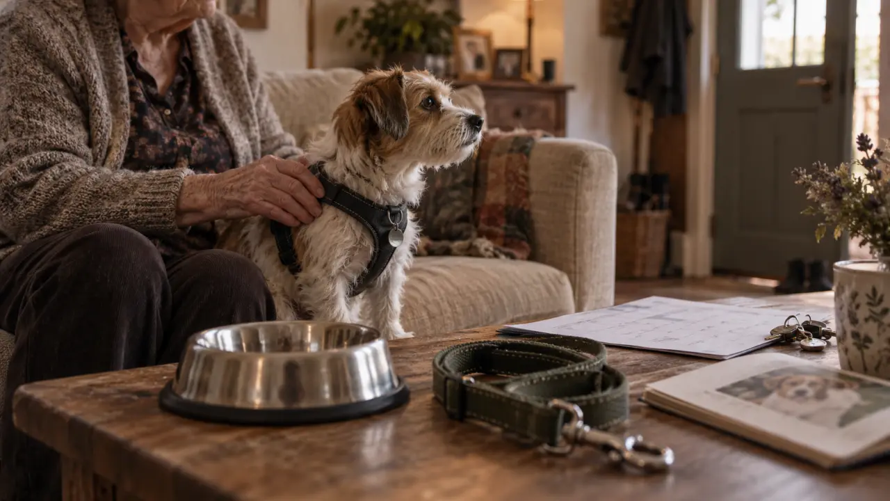 Chien personne agee calme pour mobilité et confort