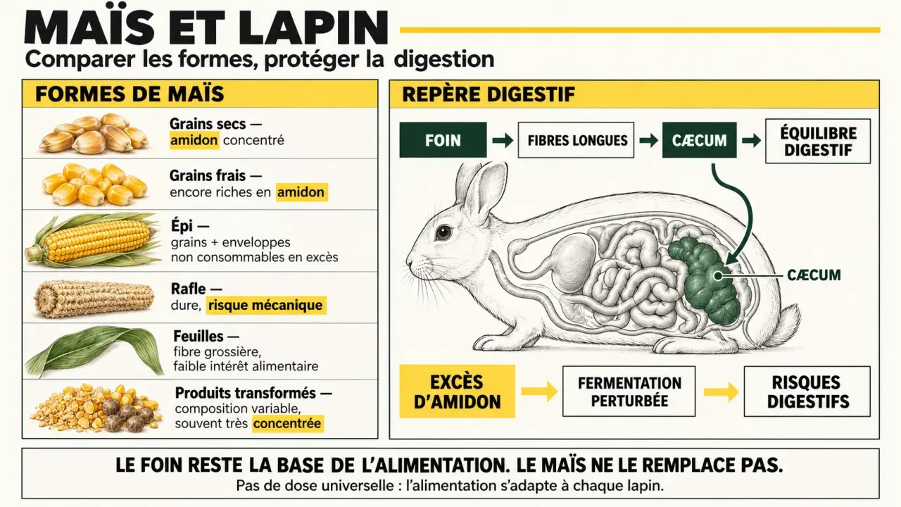 Maïs pour lapin : comparaison des formes de maïs et rôle des fibres dans la digestion